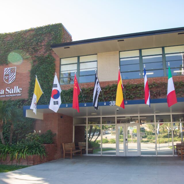 A new international flag display now welcomes visitors at the front of campus, representing the countries of La Salle’s partner…